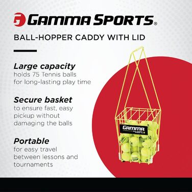 Кошики для тенісних м'ячів Gamma Hi-Rise 75 на колесах (жовті), 50-140 м'ячів