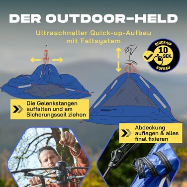 Намет Lumaland Outdoor Kuppelzelt для кемпінгу та подорожей, 2-3 особи, 215x195x120 см, блакитний