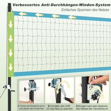 Волейбольна сітка COSTWAY Outdoor 9.5 x 1 м з регулюванням висоти, стійка, насос, молоток та сумка. Для саду, пляжу, двору.