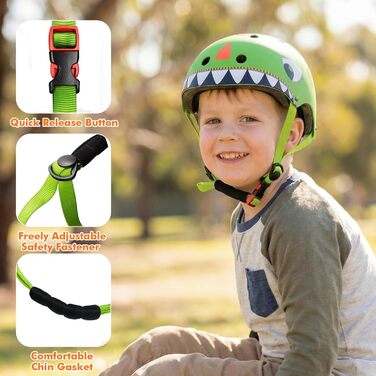 Дитячий шолом Kinderhelm для велосипеда, скейтборда, самоката, 50-54 см, регульований, CE-сертифікація (зелений)