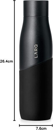 Фляга LARQ Movement PureVis 950мл з UV-самоочищенням | Сталева, з силіконовим чохлом | Легка, ударостійка, зберігає воду холодною | Для фітнесу, бігу та активного відпочинку | Чорний/Onyx