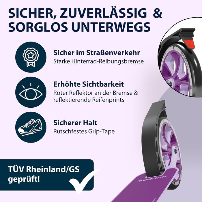 Самокат HUDORA BigWheel 205 Advanced алюмінієвий, до 100 кг, складаний, для дітей, підлітків і дорослих