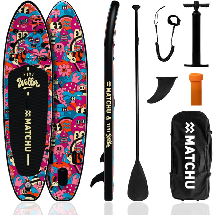 Надувний SUP-борд MATCHU Limited Edition з сертифікатом та комплектом. Розмір 320x81x15 см, вантажопідйомність 150 кг. Art Collection (YeYe Weller Collection)
