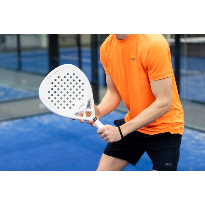 Падельна ракетка VirtuFit Fusion Pro для початківців і досвідчених, гібрид, біло-срібляста