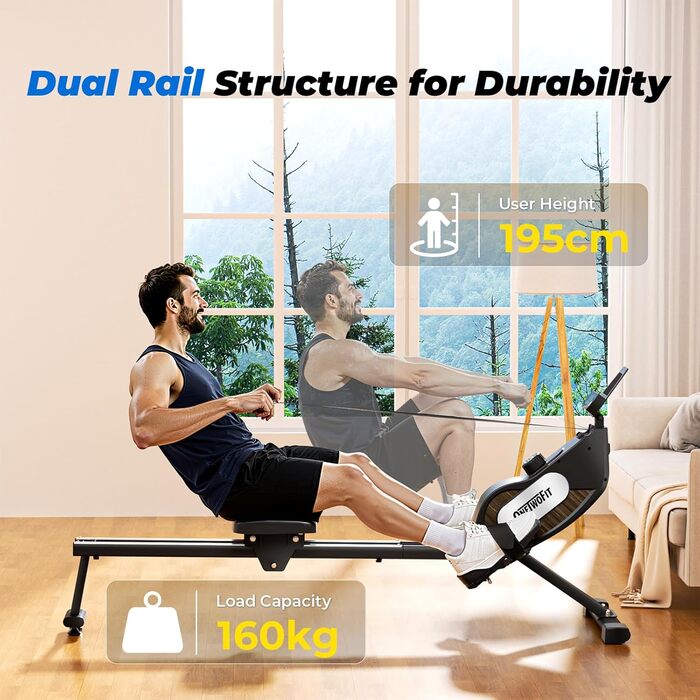 ONETWOFIT: Велоергометр для дому, складаний Pro, степер, тренажер, крос-тренажер, 16 рівнів опору, максимальне навантаження 160 кг, сумісний з додатком, чорний