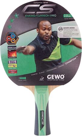 Настільний тенісний ракетка GEWO CS Energy Carbon Pro, ITTF, карбонова, контрольний наклад, висока обертальність, 2.0 мм губка, увігнута ручка