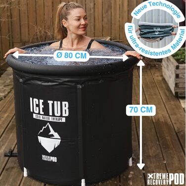 Тонна для криотерапії Eisbaden для спортсменів, портативна ванна для льоду (чорна)