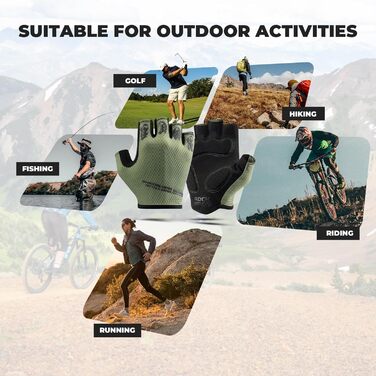 Велосипедні рукавички ROCKBROS для чоловіків та жінок, напівпальцеві, з антиковзким покриттям та амортизацією, літні, для гірського та шосейного велосипеда, розмір M, зелені