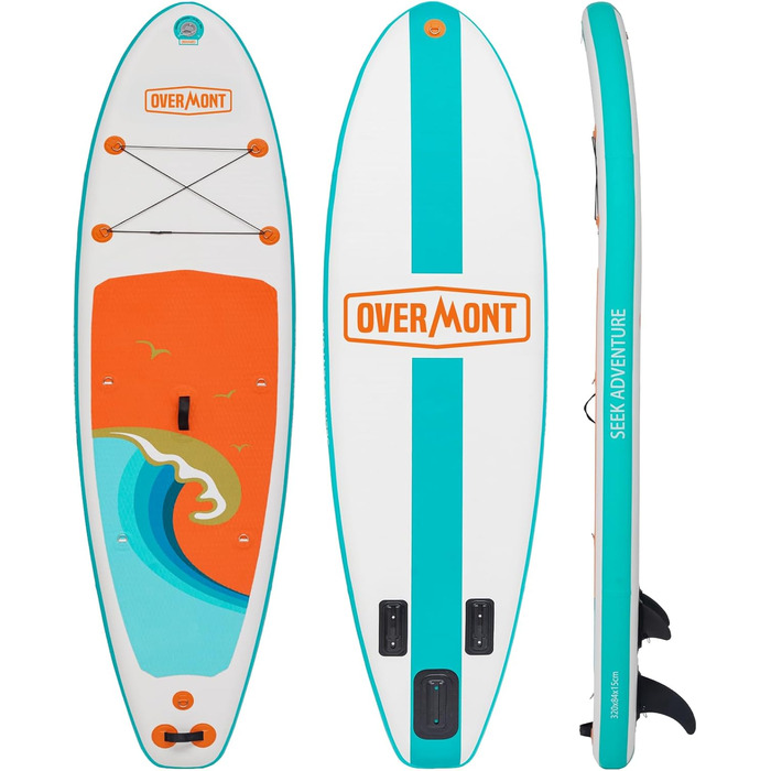Надувний SUP Борд Overmont - Комплект для Станд-Ап Падлбордингу з Аксесуарами (Пумпо, Весло, Леш, Рюкзак)