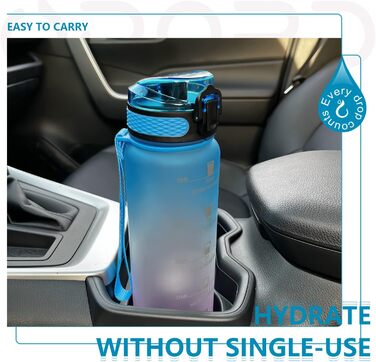 Спортивна пляшка для води Opard 900 мл з герметичним кришкою, без BPA, Tritan, для фітнесу (блакитно-сірий градієнт) (1л-вставка для фруктів, блакитний, фіолетовий)