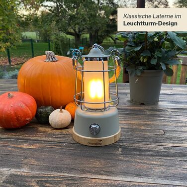 LED кемпінгова лампа Skandika Kiruna beige: ретро дизайн, power bank, регулювання яскравості, USB, сталеве підсвісник, 200 годин роботи