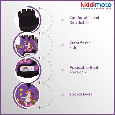 Дитячі велосипедні рукавички без пальців KIDDIMOTO для хлопчиків та дівчаток (4-8 років), Unicorn