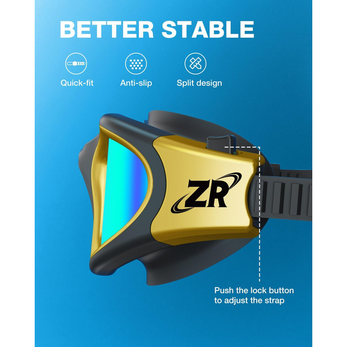 ZIONOR G1 - Поляризовані окуляри для плавання, унісекс, дорослі, жінки, антизапітніння, 100% захист від УФ-променів, універсальний розмір (G1 MAX, G1-MAX-поляризовані ЧорнийЗолото-Золото)