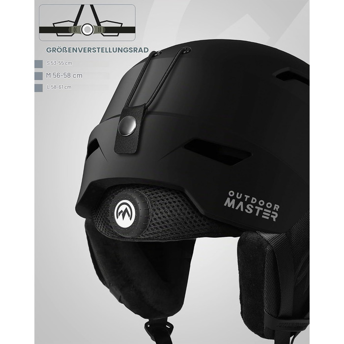 Комплект гірськолижний шолом та маска OutdoorMaster для дорослих, матовий чорний, розмір M (56-58 см)