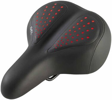 Велосипедне сідло EUROtops Gel з ліхтариком – комфортне сідло з гелевими подушками та двома пружинами, червоне світло безпеки, чорний колір, для чоловічих та жіночих велосипедів