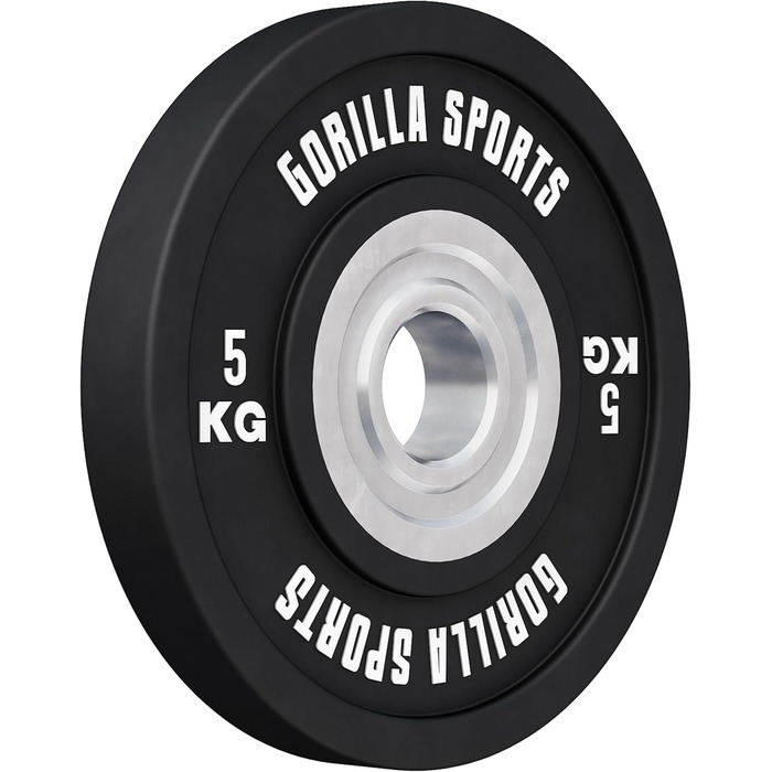 Бамперні диски GORILLA SPORTS 50 мм, 5-25 кг, гумовані, чавун, для штанги, олімпійські гирі