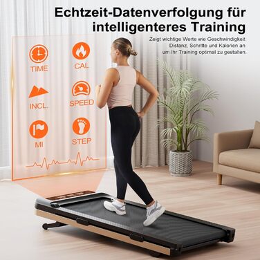 Біговий тренажер DeerRun з нахилом 9%, для дому, до 136 кг, Walking Pad, сумісний з робочим столом, з APP-керуванням, курсами тренувань та кількома режимами бігу, чорний