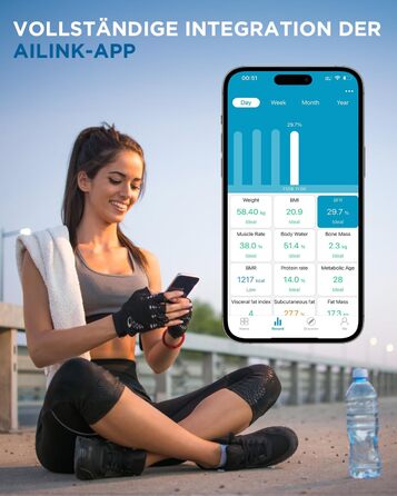Ваги Flybunny для вимірювання складу тіла: жир, м'язи, BMI, пульс, вода, білок, кістки. Цифрові ваги для людей. Білий & Чорний колір