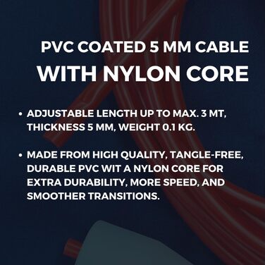 Стрибкове канат Elevate Speed Rope MAX - професійний, з міцного PVC, з нейлонового сердечника, 5 мм, довжина до 3 метри, з червоними ручками
