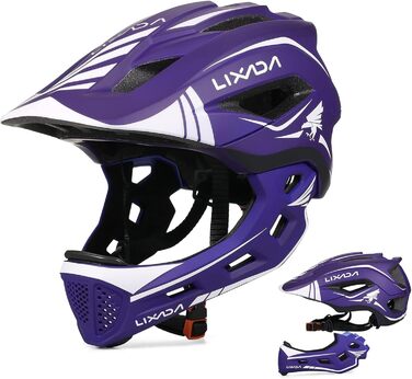 Дитячий велосипедний шолом Lixada Fullface 2-в-1 знімний підборідник, регульований розмір 52-58 см, універсальний для велосипеда і скейтборда