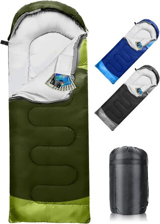 Спальний мішок 3-4 сезони, водонепроникний, ультралегкий, 220*75 см (зелений)