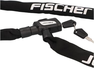 Ланцюговий замок для велосипеда та електровелосипеда FISCHER, неопренове покриття, високий рівень захисту, 130 см, чорний, 2 ключі