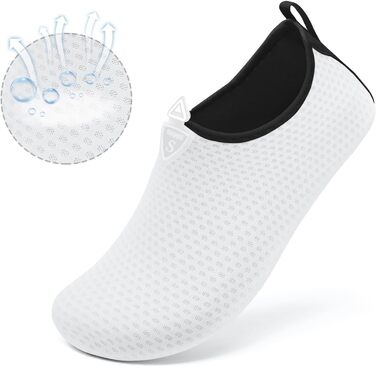 Водні черевики для плавання та відпочинку на пляжі: жіночі та чоловічі, розмір 39 EU, білі, принт сніжинки