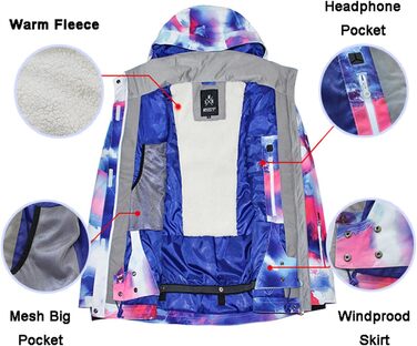 Жіночий гірськолижний костюм ALSOGO: вітро- та водонепроникний комплект з курткою та трикотажними штанами для катання на лижах, сноуборді та альпінізмі (SMNHua+Black)