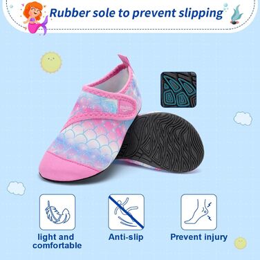 Дитячі аквашузи для купання WateLves: зручні, неслизькі, для басейну та пляжу (24/25 EU, 225 Рожево-блакитний)