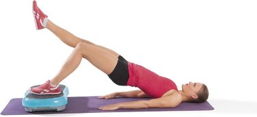 VITALmaxx Вібротренажер 200 Вт, 4-частини, блакитний, LCD-дисплей, пульт дистанційного керування, 99 рівнів вібрації, 9 програм, 3 зони вібрації, еспандери з ручками