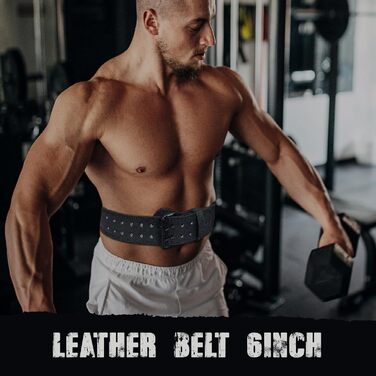 Пояс для важкої атлетики GripUp – шкіряний, для чоловіків та жінок, 4/6/10 дюймів, підтримка спини, важке змагання, присідання, бодібілдинг, фітнес (чорний, 6 дюймів, XXL)
