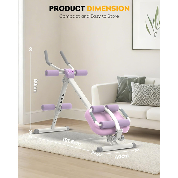 Тренажер для пресу GuuG: компактний складний фітнес-тренажер для дому, фітнес-обладнання для пресу, абдомінальна машина, для чоловіків та жінок, фіолетовий