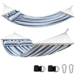 Гамак yourGEAR Kauai XXL 240x160 см з подушкою, бавовна, до 300 кг, для двох осіб, з кріпленням (Аква)