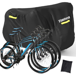 Водонепроникний чохол для велосипеда, захисна покриття з світловідбиваючими смугами, 420D Oxford, чорний, для 2 велосипедів (210x112x112 см)