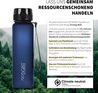 Спортивна пляшка для води 720°DGREE uberBottle з ситом, 1000 мл, Tritan, BPA-free, Sapphire Blue (Блакитний) — для фітнесу, школи та спорту