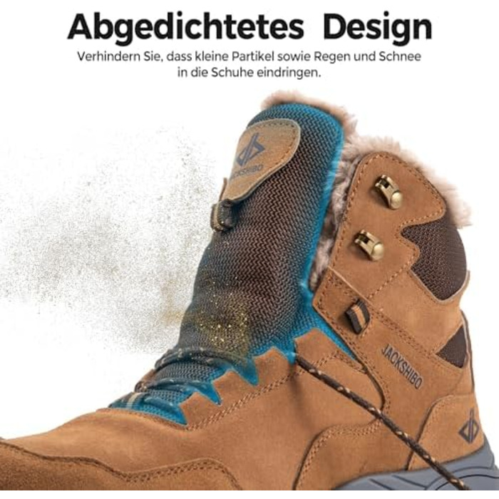 Зимові черевики JackShibo для чоловіків та жінок: водонепроникні, утеплені, антиковзаючі, для походів та трекінгу, 42 EU, коричневі