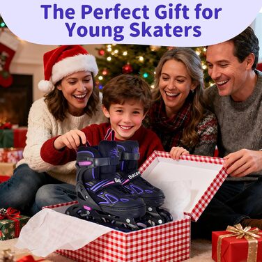 Інлайни BELEEV для дітей, підлітків та дорослих, ролики з регульованим розміром, світлодіодні шнурки та колеса, фіолетовий (EU 38-41)