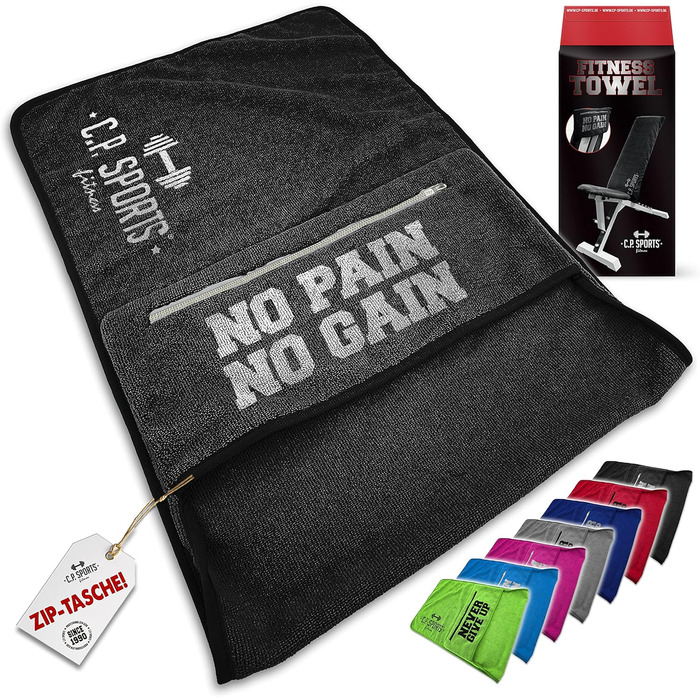 Рушник для фітнесу C.P. Sports: мікрофібра, фіксація, кишеня на блискавці, для тренувань, м'який, великий, 5 кольорів (темно-сірий)