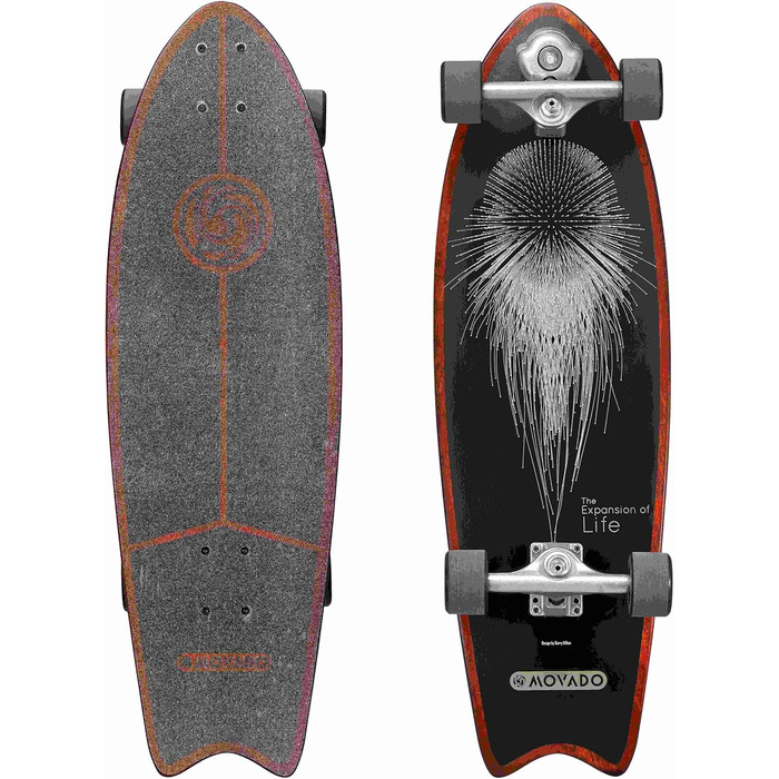 Лонгборд STAR SCOOTER Surf Skateboard Vintage Retro Cruiser, швидкісний, підшипники ABEC-11, унісекс, повний комплект, чорний