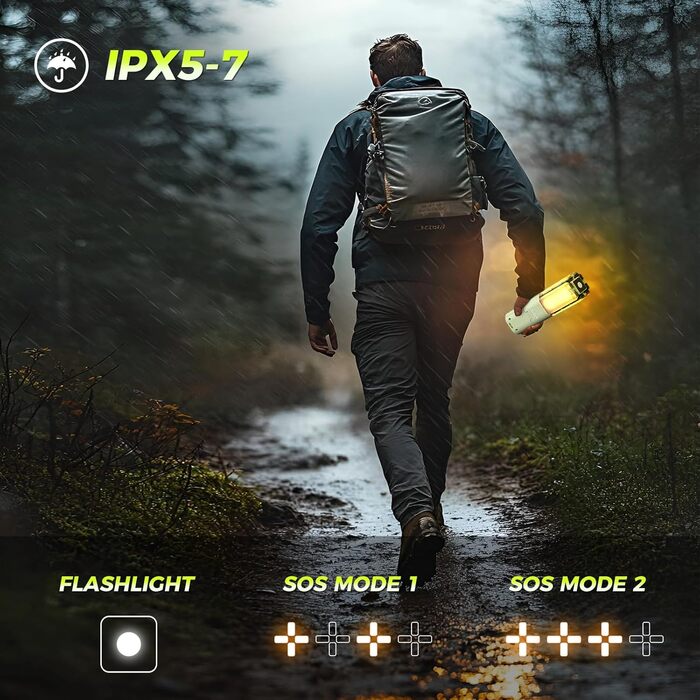 Телескопічний перезаряджаємий ліхтар для кемпінгу, 14000mAh LED-ліхтар, 6000LM, IPX5 водонепроникний, портативний магнітний ліхтар з регульованими режимами для кемпінгу, будівництва, надзвичайних ситуацій та зовнішнього використання, білий