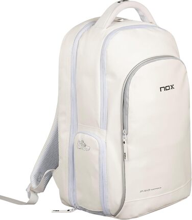 Рюкзак для падел-тенісу NOX Pro Series 28л: захист ракетки та ноутбука, вентильоване відділення для взуття, білий