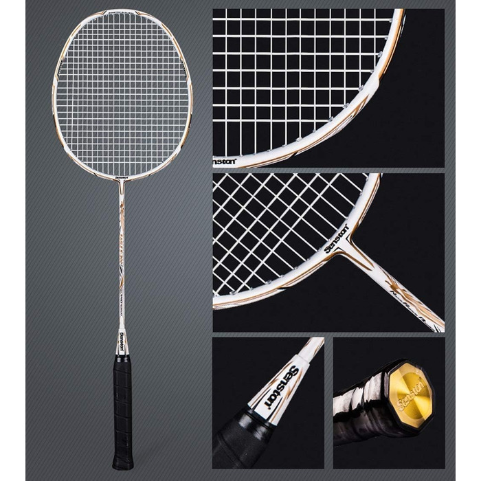 Набір для бадмінтону Senston Graphit: ракетки, сумка та 6 нейлонових воланів (біло-чорні)