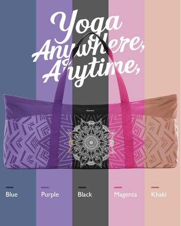 Сумка для йоги Gonex Canvas Extra Large: Водонепроникна спортивна сумка для килимка, блоків та подорожей, Чорна L