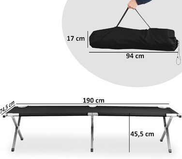 Ліжко похідне CampFeuer (до 180 кг) 190x74.5x45.5 см: шезлонг, лежак для кемпінгу, саду, пляжу, риболовлі з сумкою