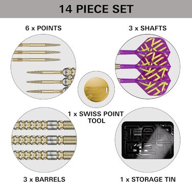 Дарти сталеві Target Darts Luke Littler Gen 1 Prodigy Swiss Point, 90% Tungsten, 22/23/24г - Професійний набір для гри в дартс