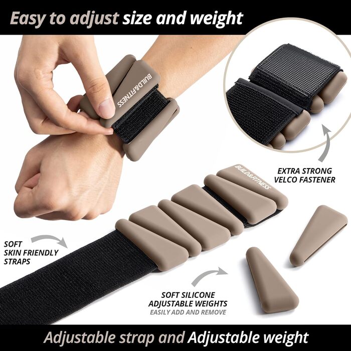 Набір вагів для зап'ястя та кісточок з регульованими ремінцями (2 шт x 0,5 кг) для фітнесу, йоги, пілатесу, аеробіки, силових тренувань (Mokka)