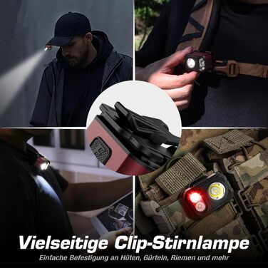 EverBrite LED налобний ліхтар: перезаряджуваний, 45г, IP67, 7 режимів, червоне/зелене світло. Ідеально для бігу, піших прогулянок, кемпінгу.