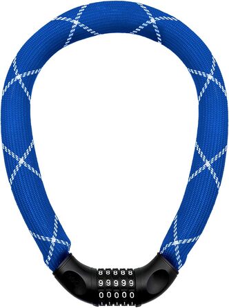 Надійне велозамок Nean з кодом, 6x6x900 мм, сталевий ланцюг, синій