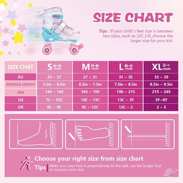 Дитячі ролики A-Rosa L (31-35 EU) з регульованим розміром для дівчаток та хлопчиків