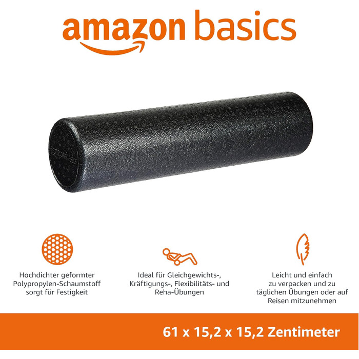 Amazon Basics Високощільний поролоновий ролик для фітнесу 60 см, чорний
